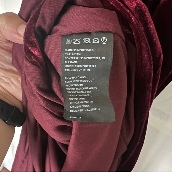 NWOT Bardot Velvet Slip Dress (Wine Red) - size US 8 - Picture 11 of 12